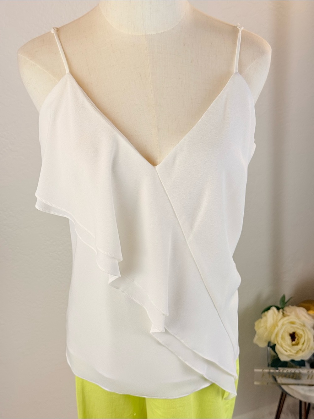 ✨ Bailey 44 Ruffle Front Camisole Top | Clean Girl Coquette Minimalist XL